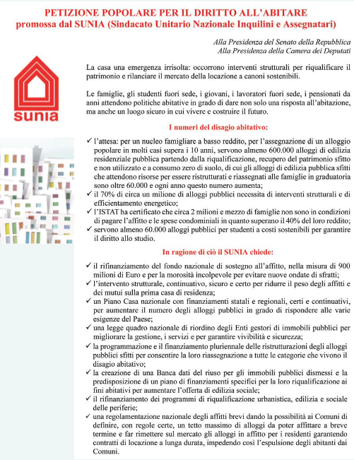 Sunia petizione2023
